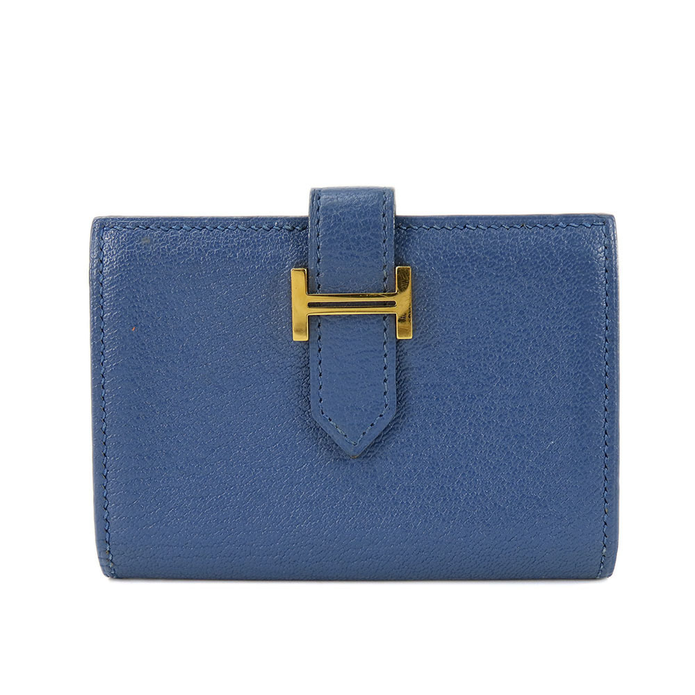Hermes Hermes Card Case Chevre Blue Leather Business card case